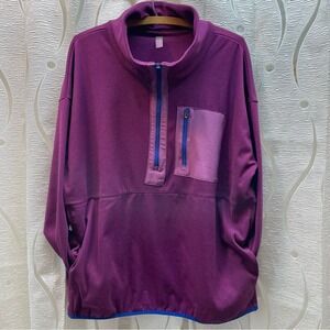 Hyba Half Zip Fleece Pullover Women 2X Purple Excellent Contrast Trim Pocket